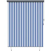 vidaXL : Rouleau bleu et blanc, 220 x 250 cm, tissu et aluminium