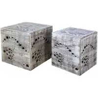 Homestyle4u Tabouret Table D'appoint Set De 2 Cubes En Bois