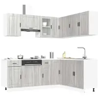 vidaXL Ensemble de 11 armoires de cuisine Porto Gris Sonoma Bois composite