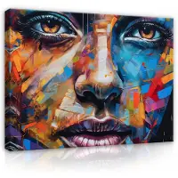 WALLARENA Impression sur toile abstrait femme moderne 100x75 cm xxl tableau décoration deco murale intissée pour salon chambre cuisine