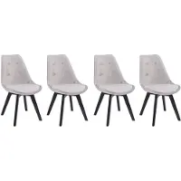 Happy Garden Lot de 4 chaises en velours NORA grises avec coussin