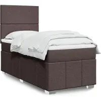 vidaXL Lit boxspring avec matelas brun foncé 90x200 cm Tissu