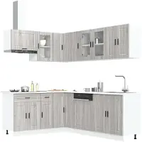 vidaXL Ensemble de 11 armoires de cuisine Porto Gris Sonoma Bois composite