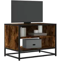 vidaXL Armoire TV chêne fumé 61x40x46 cm Bois composite et métal