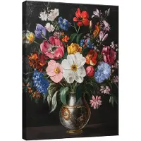 WALLARENA Impression sur toile fleurs noir moderne 60x40 cm xxl tableau décoration deco murale intissée pour salon chambre cuisine