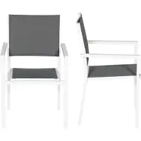 Happy Garden Lot De 10 Chaises Rembourrées En Aluminium Blanc - Textilène Gris