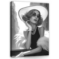 WALLARENA Impression sur toile femme noir et blanc moderne 120x80 cm xxl tableau décoration deco murale intissée pour salon chambre cuisine