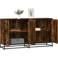 vidaXL Sideboard chêne fumé 134x35x76 cm bois composite