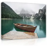 WALLARENA Impression sur toile lac montagnes moderne 120x80 cm xxl tableau décoration deco murale intissée pour salon chambre cuisine