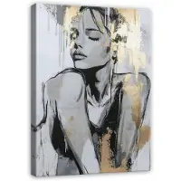 WALLARENA Impression sur toile abstrait femme moderne 120x80 cm xxl tableau décoration deco murale intissée pour salon chambre cuisine