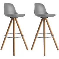 Happy Garden Lot de 2 tabourets scandinaves TOBIAS gris avec coussin
