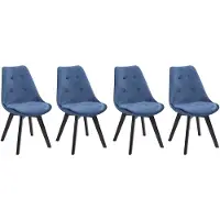 Happy Garden Lot de 4 chaises en velours NORA bleues avec coussin