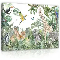 WALLARENA Impression sur toile enfant animaux moderne 100x75 cm xxl tableau décoration deco murale intissée pour enfant