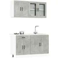 vidaXL Ensemble d'armoires de cuisine Kalmar 4 pièces gris béton Matériau dérivé du bois