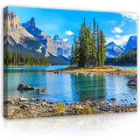 WALLARENA Impression sur toile nature lac moderne 100x75 cm xxl tableau décoration deco murale intissée pour salon chambre cuisine