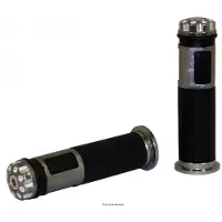 Sifam - Poignées Moto Bicolores Argent Longueur : 128mm - : 22/24mm Fermée Avec Embout Vissé