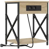 vidaXL Table de nuit avec station de chargement Chêne sonoma