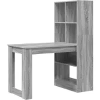 vidaXL Bureau , panneau de particules imitation bois Sonoma gris, 122 x 67 x 145 cm