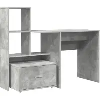 vidaXL Bureau , béton gris, panneaux de particules, 131,5 x 50 x 106,5 cm
