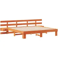 vidaXL Cadre de lit avec tête de lit Marron 180 x 200 cm Pin massif