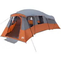 vidaXL Tente familiale avec toit, gris et orange, 762 x 655 x 218 cm, taffetas
