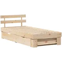 vidaXL Cadre de lit avec tête de lit naturelle 90 x 190 cm Pin massif