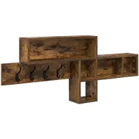 vidaXL Porte-manteau mural avec étagère Chêne fumé 100 x 12 x 43,5 cm