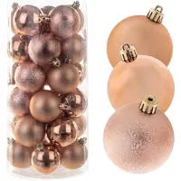 Kadax Boules de Noël en plastique, set de 30 boules, cuivre