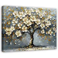 WALLARENA Tableau déco fleurs abstrait moderne 60x40 cm xxl Impression sur toile deco murale intissée pour salon chambre cuisine