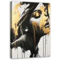 WALLARENA Tableau déco femme moderne 100x75 cm xxl Impression sur toile deco murale intissée pour salon chambre cuisine