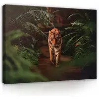 WALLARENA Impression sur toile tigre animaux moderne 120x80 cm xxl tableau décoration deco murale intissée pour salon chambre cuisine