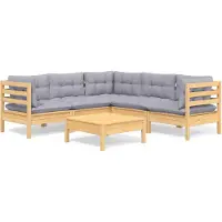 vidaXL Ensemble salon de jardin 6 pièces avec coussins gris pin massif