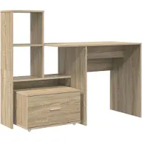 vidaXL Bureau , placage chêne Sonoma, panneaux de particules, 131,5 x 50 x 106,5 cm