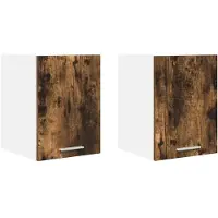 vidaXL Armoire suspendue avec stockage Riga 2 pcs Bois ancien et Blanc