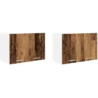 vidaXL Armoire suspendue avec stockage Riga 2 pcs Bois ancien et Blanc