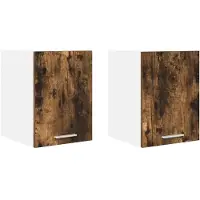 vidaXL Armoire suspendue avec stockage Riga 2 pcs Chêne fumé et Blanc