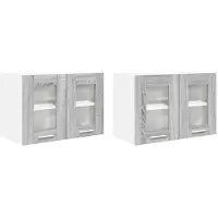 vidaXL Armoire suspendue Riga 2 pcs Gris Sonoma 60 x 31 x 40 cm