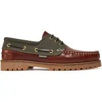 Barbour pour homme. MFO0795 Bateau de pont Nautic en cuir marron, vert (45), Plat, Lacets, Casuel