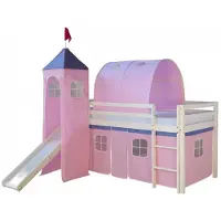 Homestyle4u Lit Avec Tour Tunnel Et Rideaux Rose