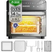 TurboTronic AFO14 Airfryer XXL et four autoportant - Rôtisserie incluse - Mini-four - Noir