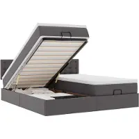 vidaXL Lit ottoman avec matelas & LEDs Gris 200x200 cm Similicuir