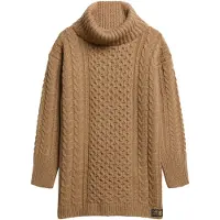 Superdry pour femme. W8011743A Robe en tricot tressé marron (L), Casuel, Acrylique, Manche longue