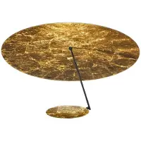 Catellani & Smith Lederam C150 Plafonnier Black|Gold leaf shade | Black rod | Gold leaf disc | Black base