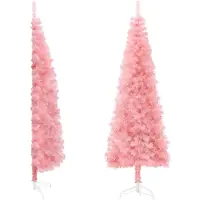 vidaXL Demi sapin de Noël artificiel mince avec support Rose 180 cm