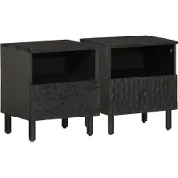 vidaXL Tables de chevet 2 pcs noir 40x33x46 cm bois de manguier solide