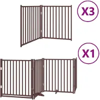 vidaXL Porte pour chien 10 pièces avec porte Pliable Marron 800 cm Bois de peuplier
