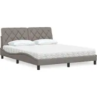 vidaXL Lit avec matelas Taupe 160x200 cm Tissu