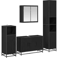vidaXL Ensemble de meubles de salle de bain , 4 pièces, finition imitation chêne noir, 90 x 33 x 60 cm