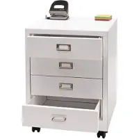 Mendler Caisson à roulettes HWC-L49, armoire à tiroirs acier armoire à dossiers, métal 55x40x41cm 4 tiroirs blanc