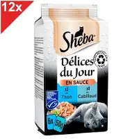 Sheba Délices Du Jour 72 Sachets Thon Cabillaud En Sauce Pour Chat 50g (12x6)